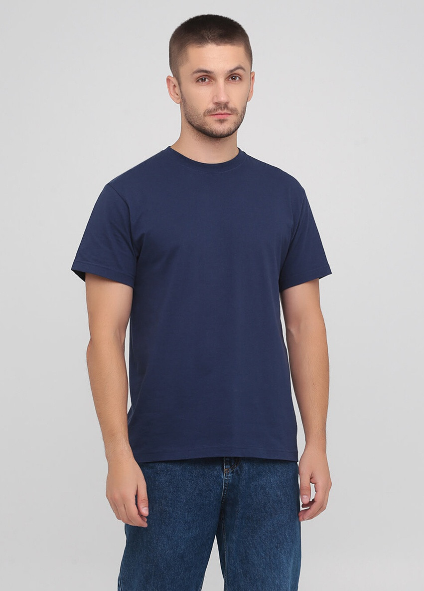 Темно-синя футболка чоловіча безшовна з круглим коміром Stedman