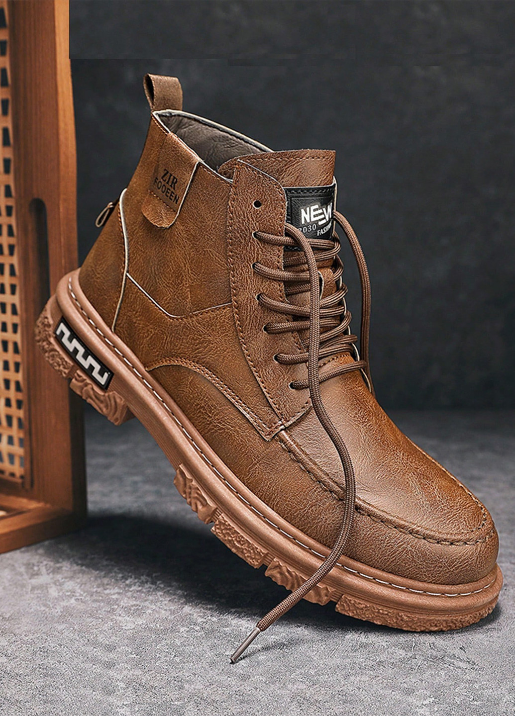 Коричневые кэжуал осенние ботинки SHEIN