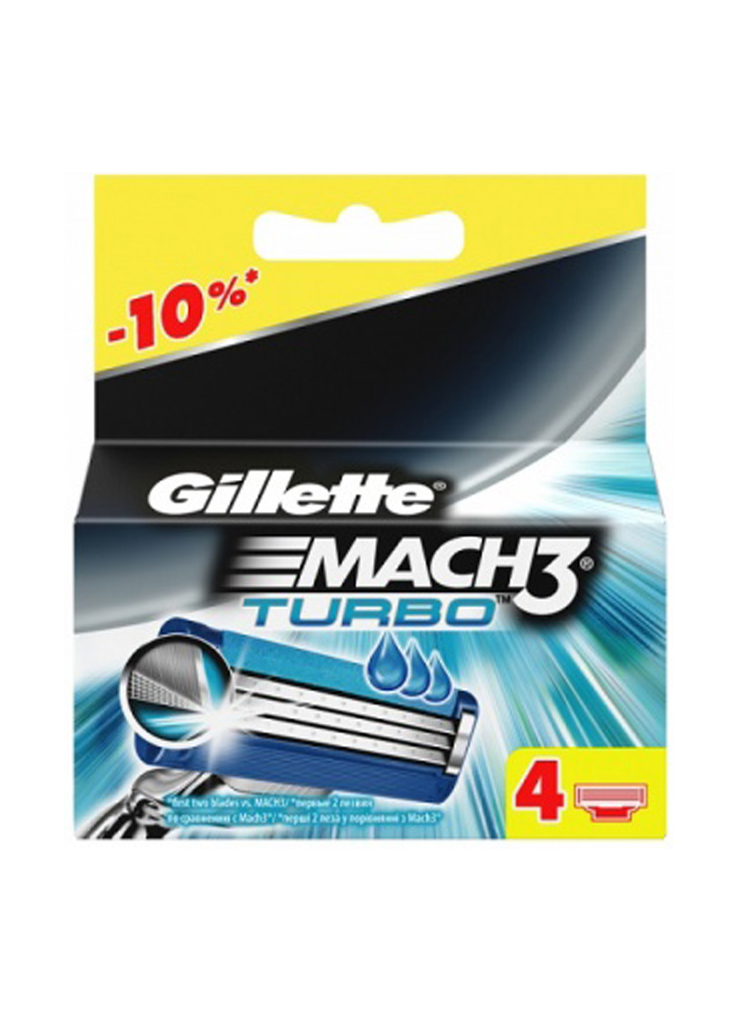 Сменные картриджи для бритья Mach 3 Turbo (4 шт.) Gillette (138200538)