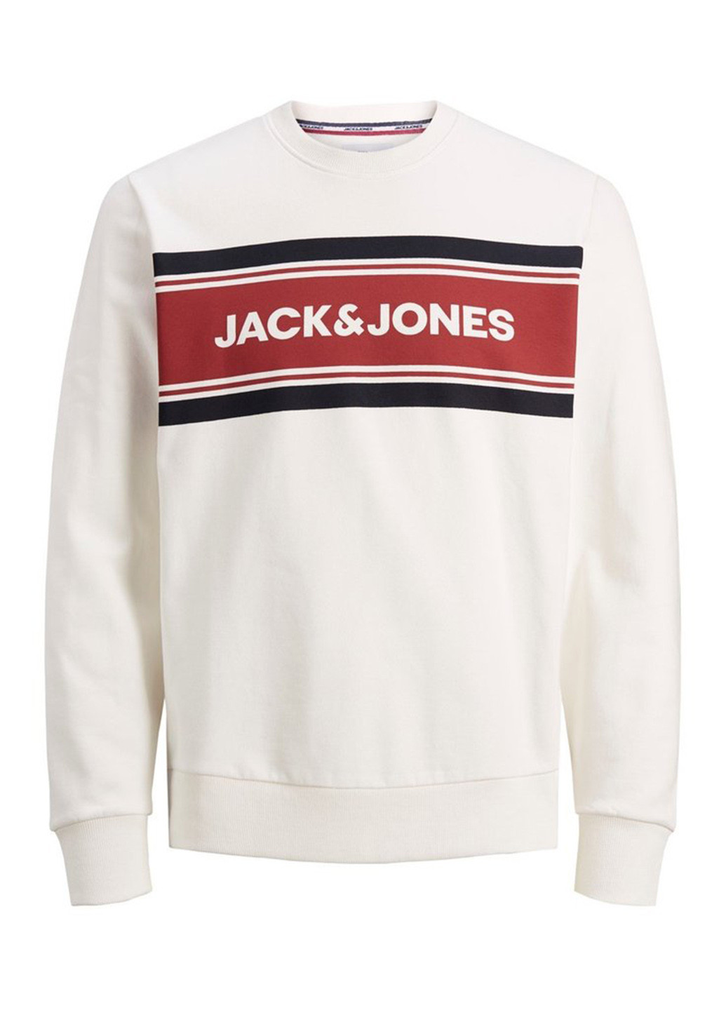 Свитшот Jack & Jones - Прямой крой надпись белый кэжуал - (146536282)