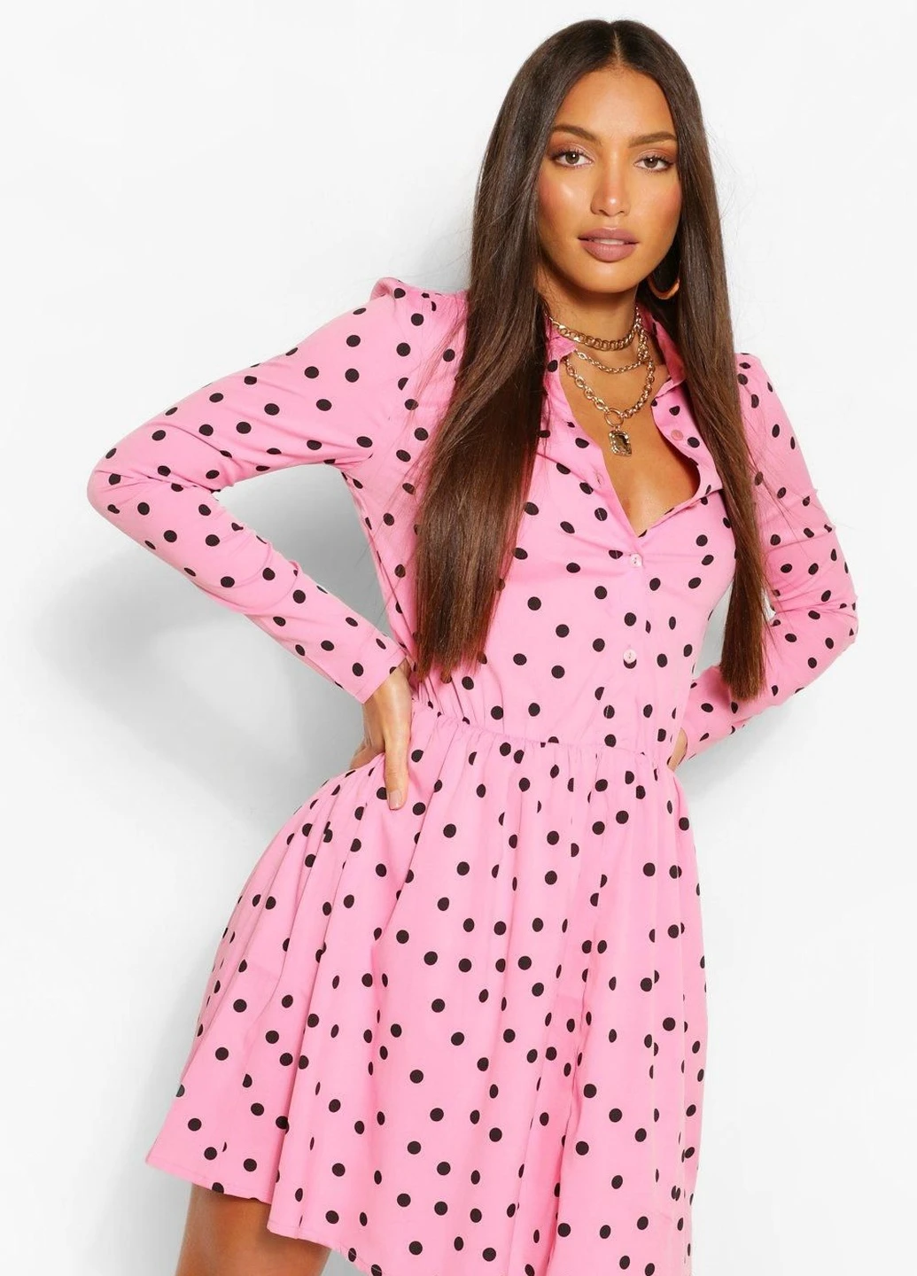 Розовое кэжуал платье Boohoo однотонное