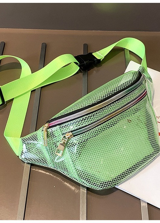 Жіноча дитяча прозора бананка на два відділу "КЛІТКА" салатова зелена NoName (251204205)