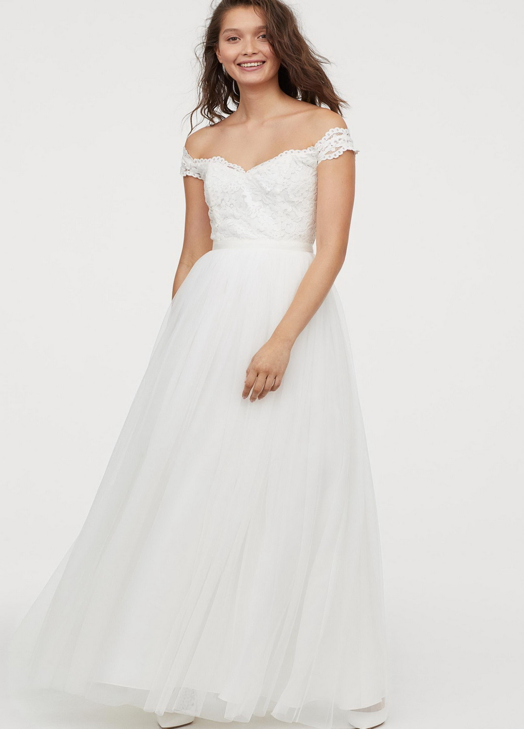 Белое кэжуал свадебное платье H&M