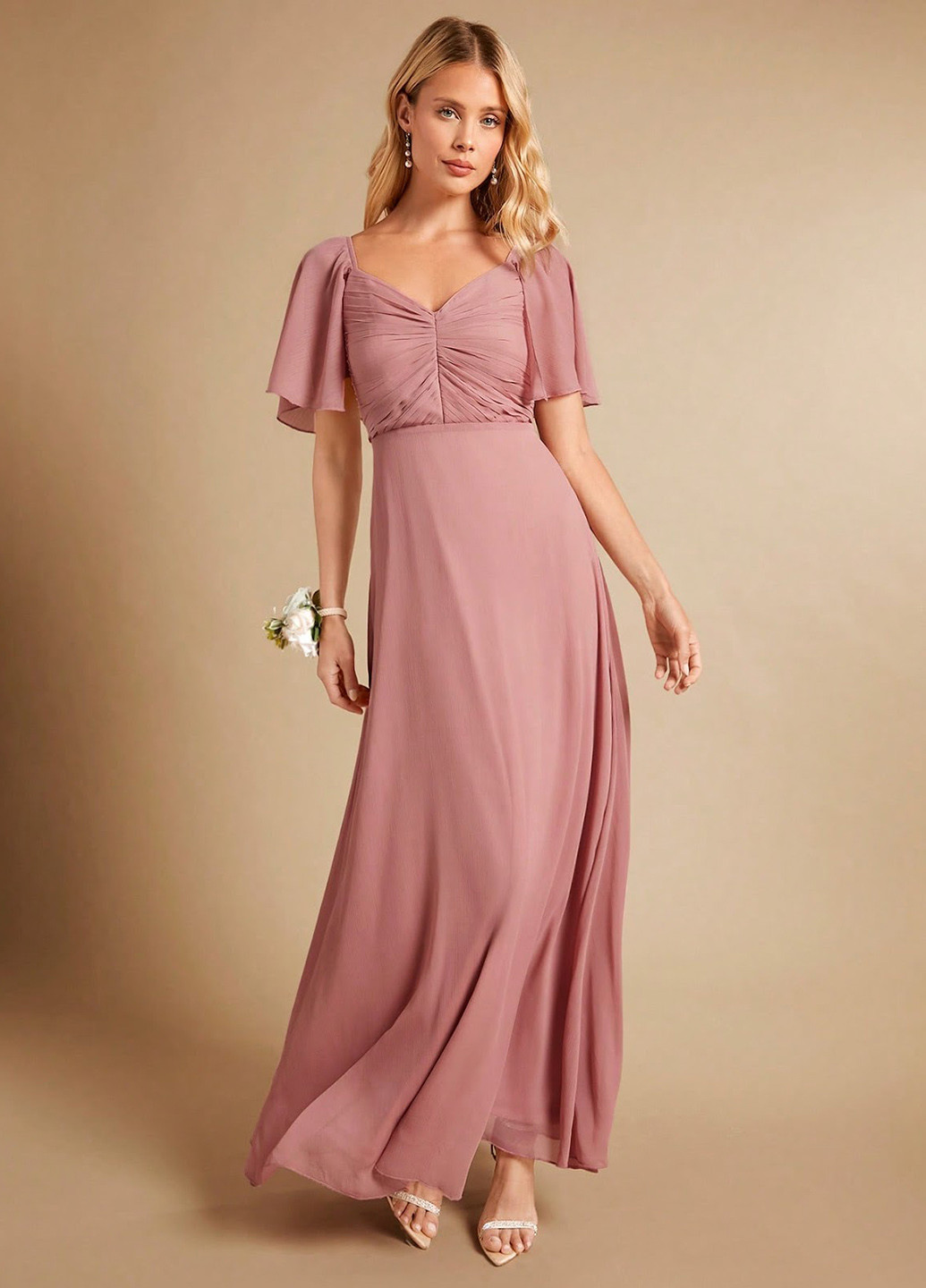 Світло-рожева вечірня, святковий сукня в стилі армпір SHEIN однотонна