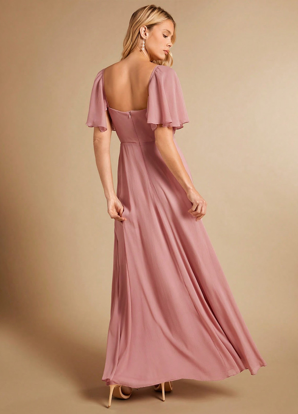 Світло-рожева вечірня, святковий сукня в стилі армпір SHEIN однотонна