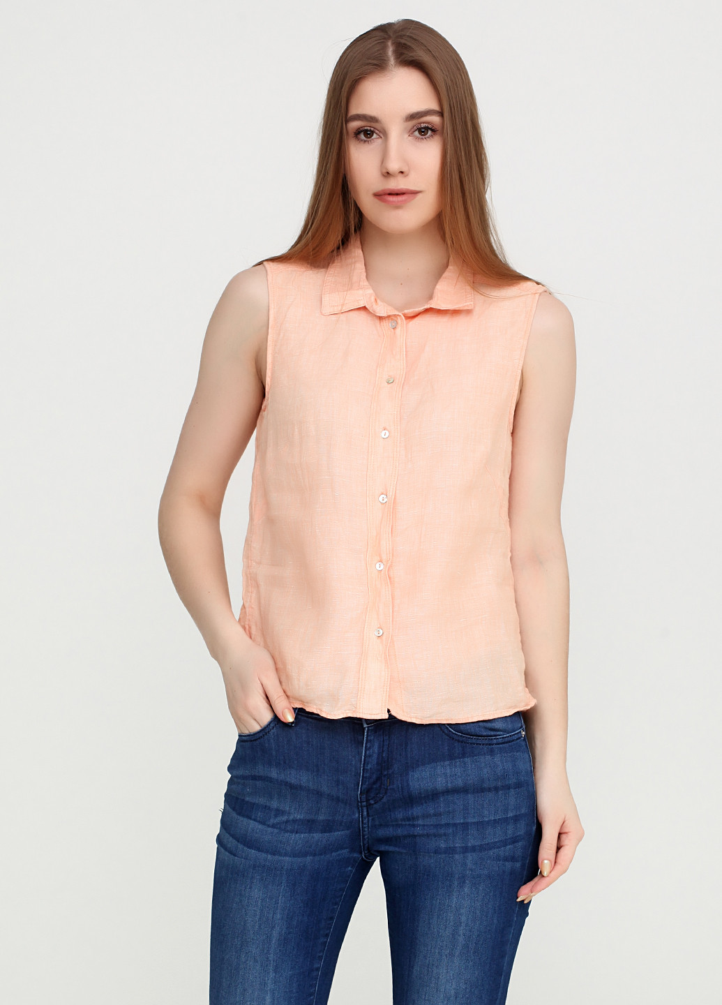 Персиковая кэжуал рубашка однотонная H&M