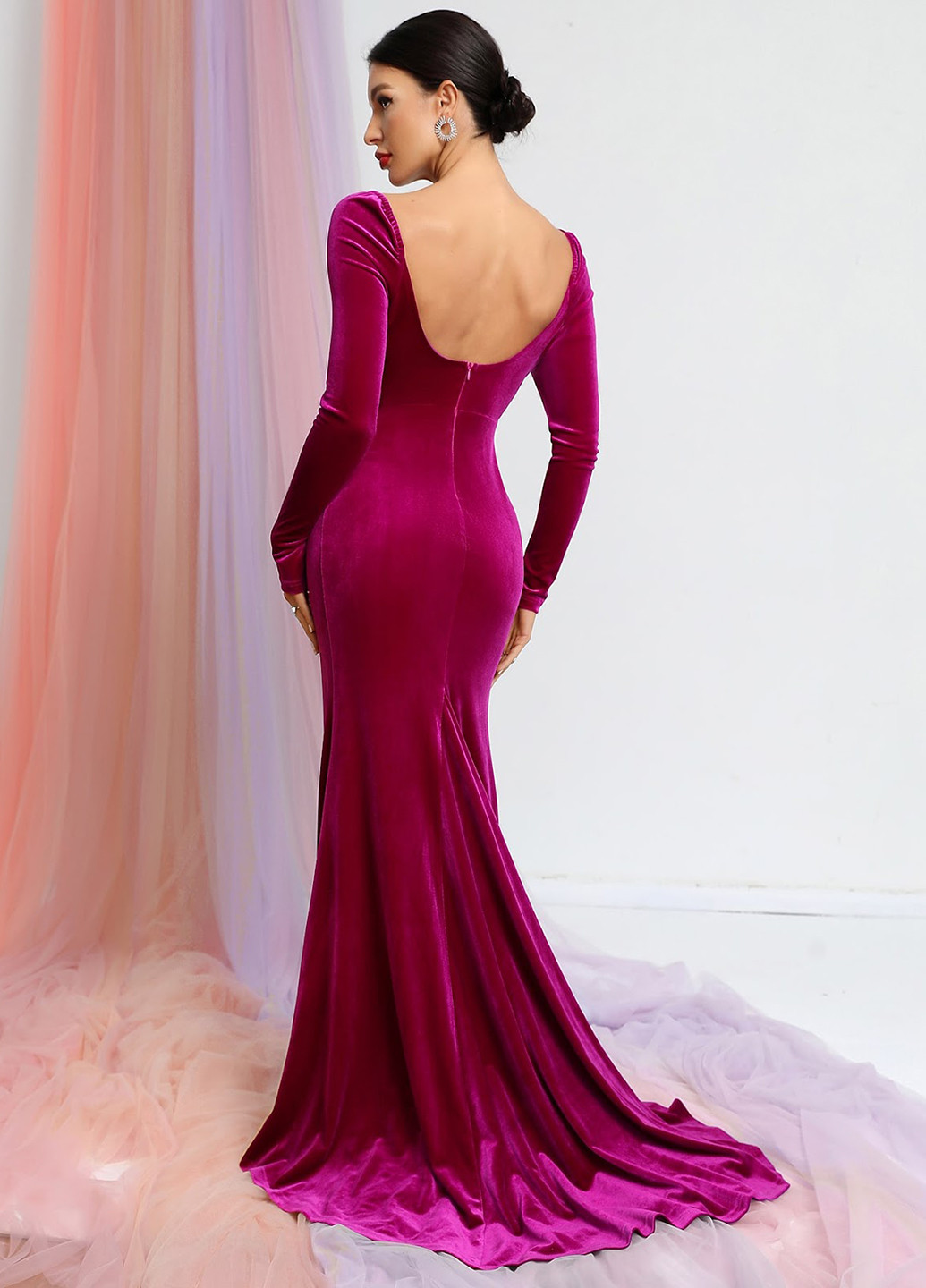 Фіолетова вечірня сукня силуетна, з відкритою спиною SHEIN однотонна