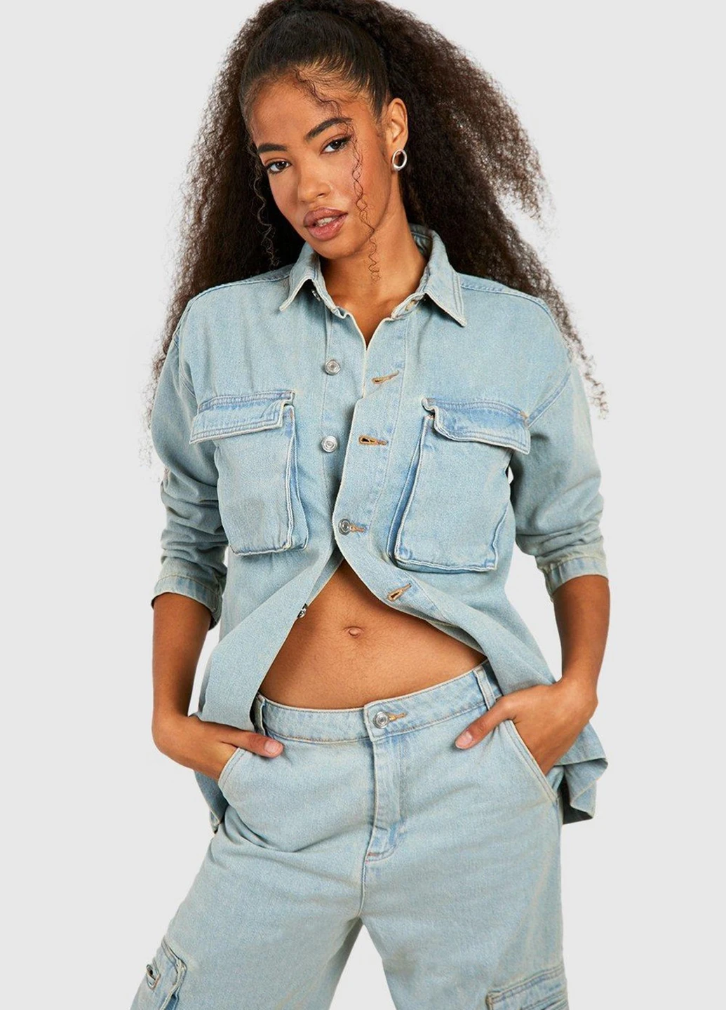Голубая демисезонная куртка Boohoo