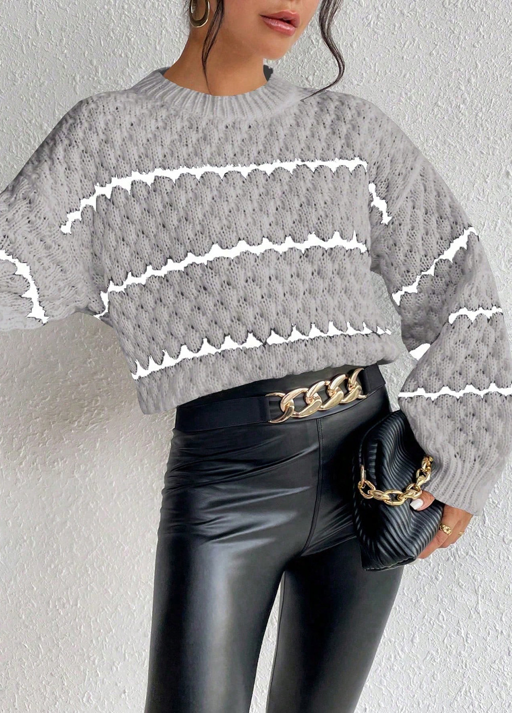 Серый демисезонный свитер джемпер SHEIN