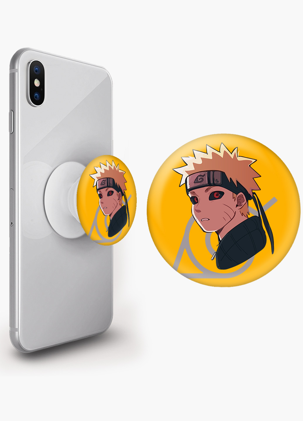 Попсокет (Popsockets) держатель для смартфона Наруто Узумаки (Naruto Uzumaki) (8754-2822) Черный MobiPrint (221548556)