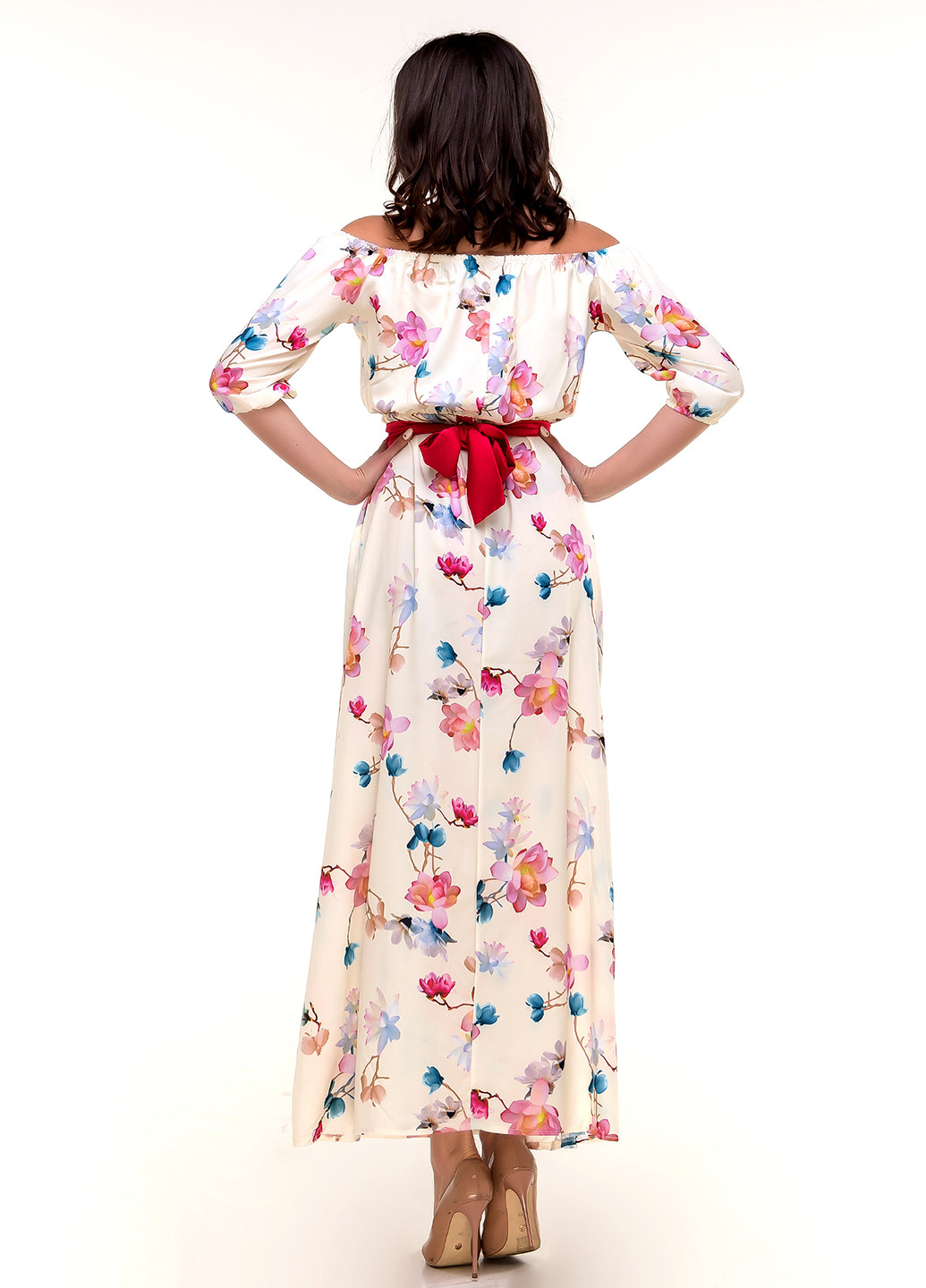 Бежевое кэжуал платье Olsa с цветочным принтом