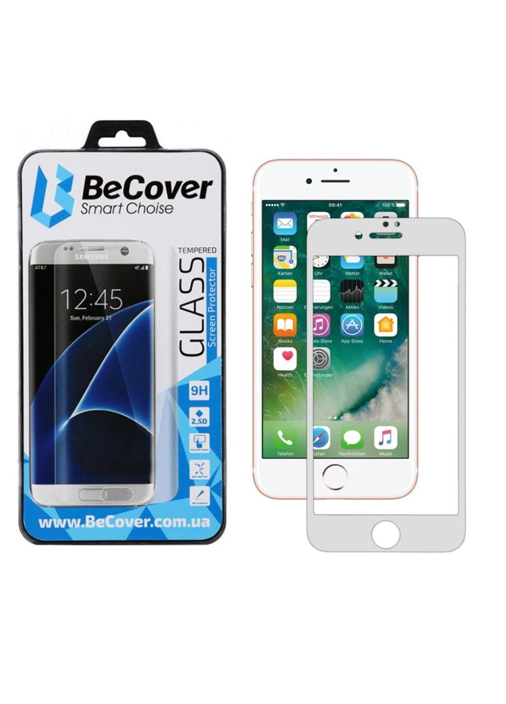 Стекло защитное Apple iPhone 7 / 8 / SE 2020 3D White (701041) BeCover (249608672)