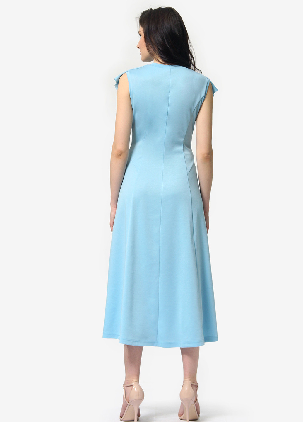 Голубое кэжуал платье клеш FEM однотонное
