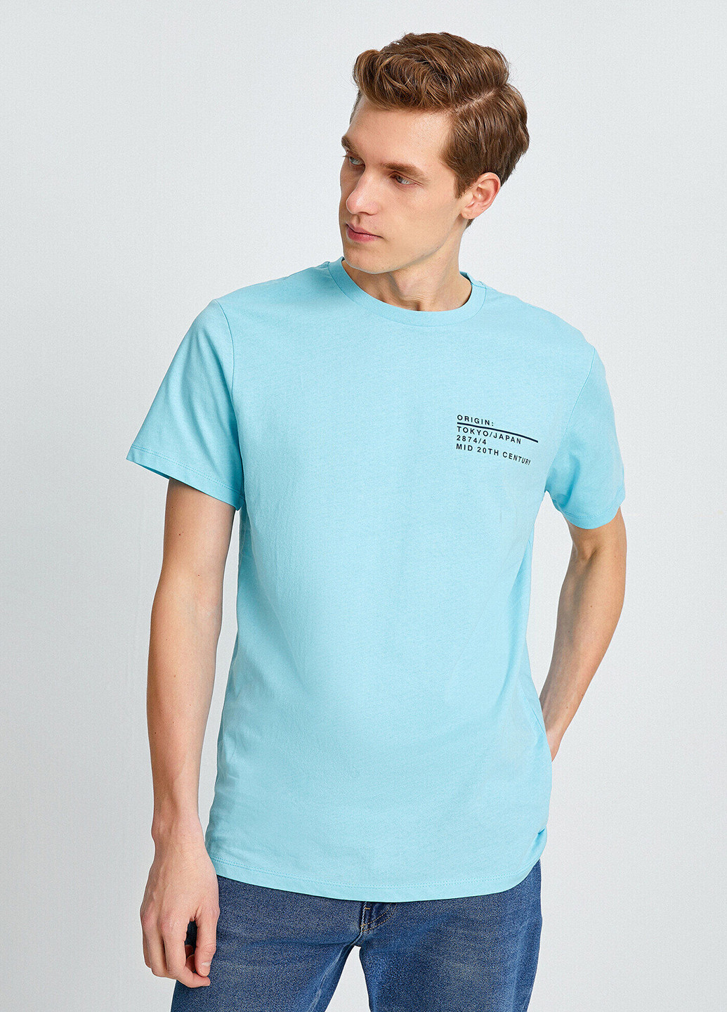 Голубая летняя футболка KOTON