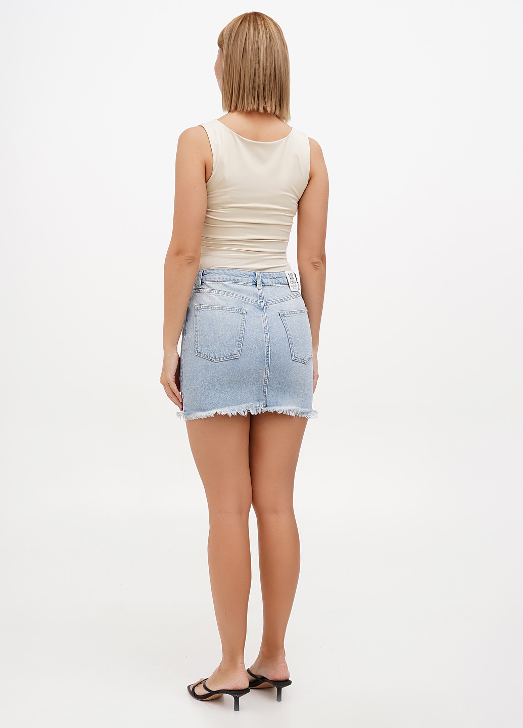 Светло-голубая джинсовая, кэжуал однотонная юбка Sassofono Club