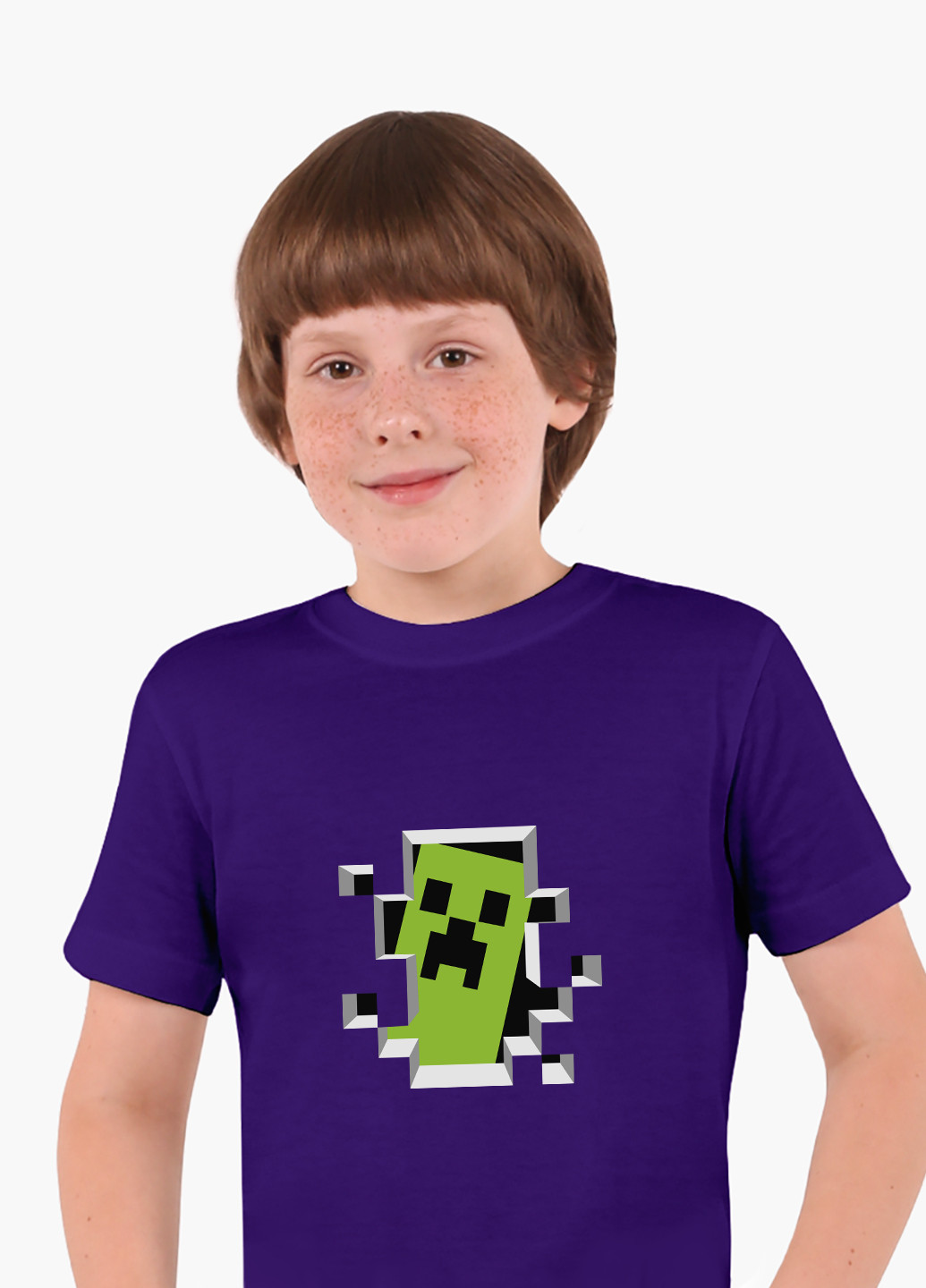 Фиолетовая демисезонная футболка детская майнкрафт (minecraft)(9224-1709) MobiPrint