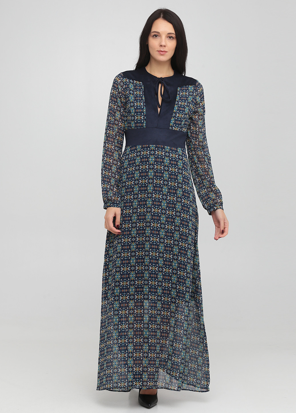Темно-синее кэжуал платье PDK с абстрактным узором