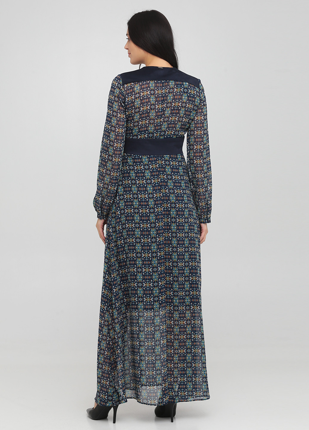 Темно-синее кэжуал платье PDK с абстрактным узором
