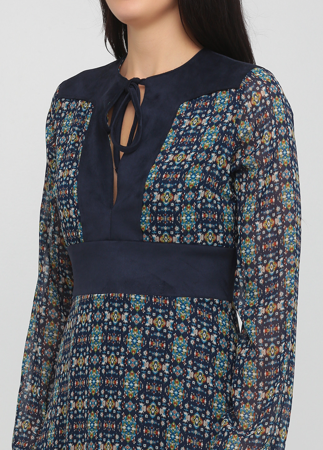 Темно-синее кэжуал платье PDK с абстрактным узором