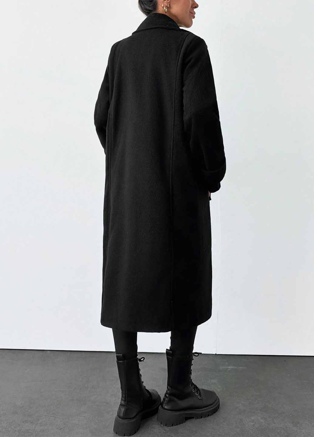 Чорне зимнє Пальто однобортне SHEIN