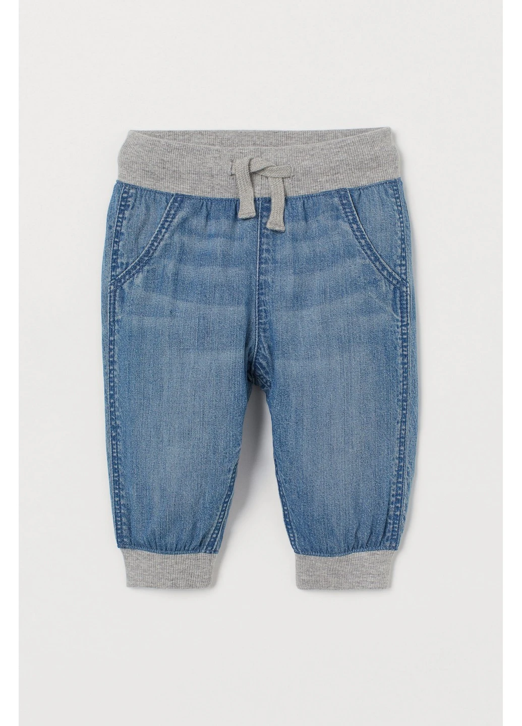 Синие джинсовые демисезонные брюки H&M