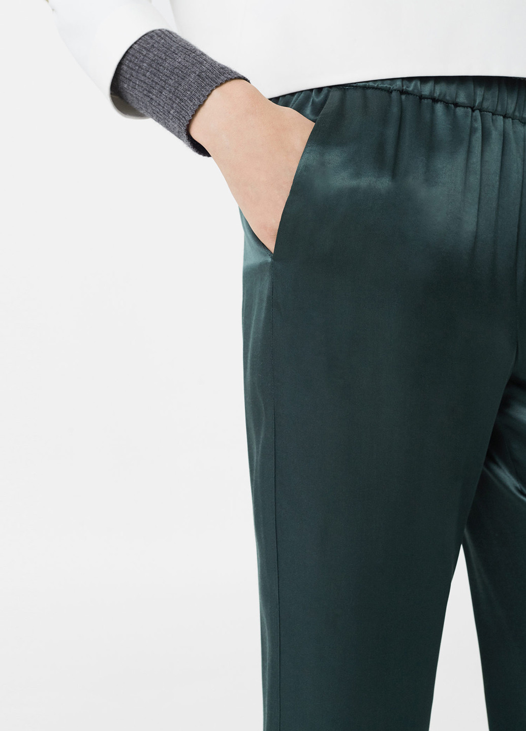Темно-зеленые кэжуал демисезонные прямые брюки Mango
