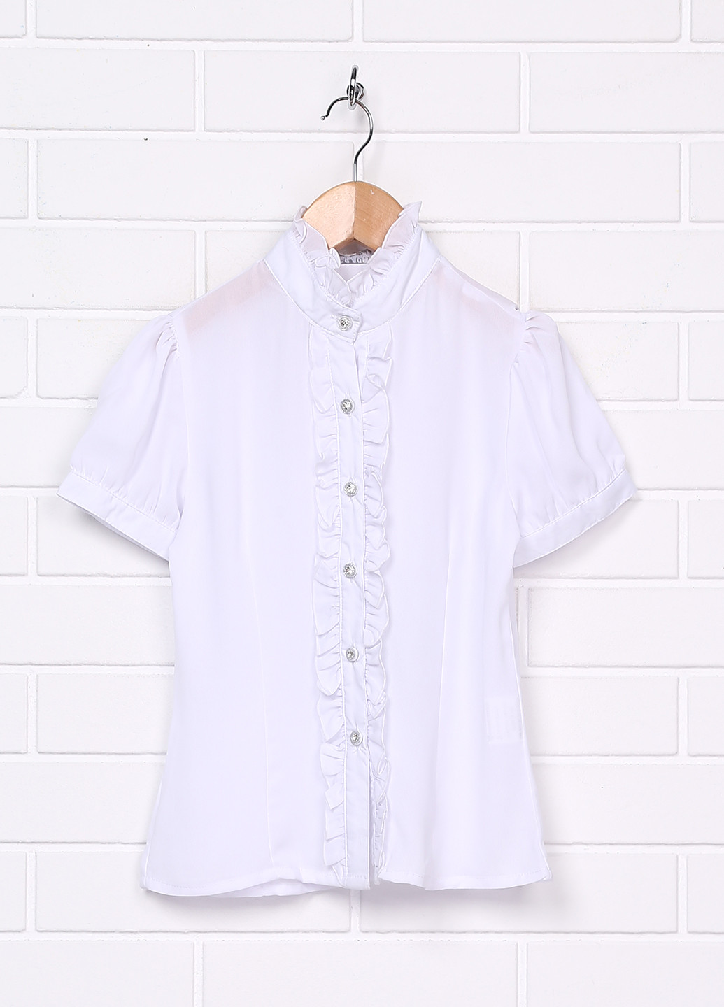 Белая однотонная блузка с коротким рукавом Modalora летняя