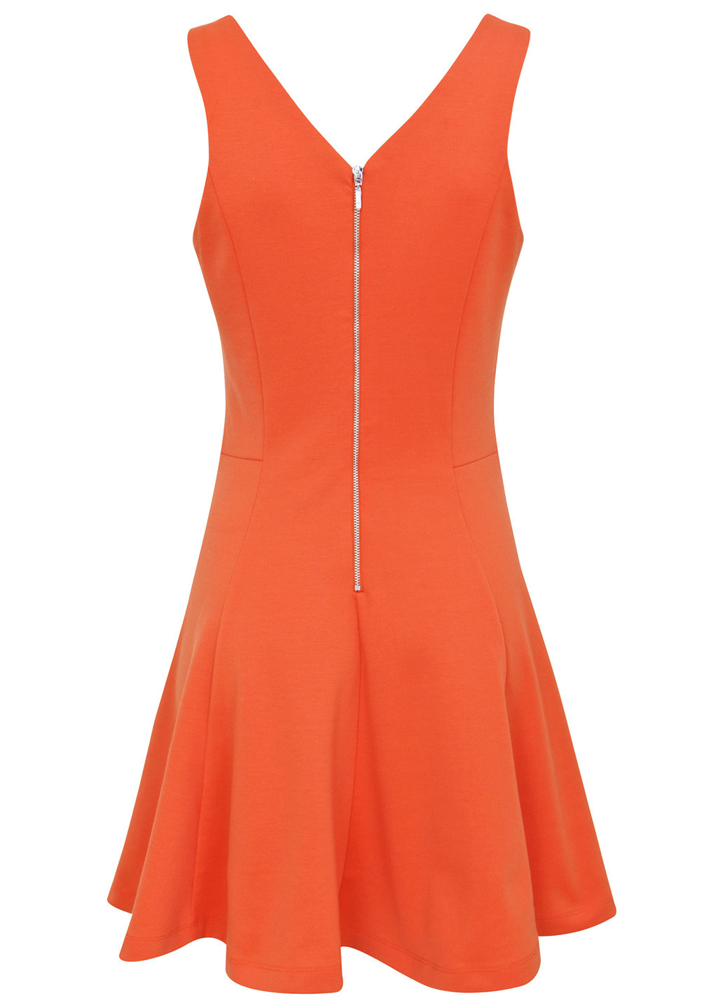 Оранжевое кэжуал платье а-силуэт Oodji однотонное