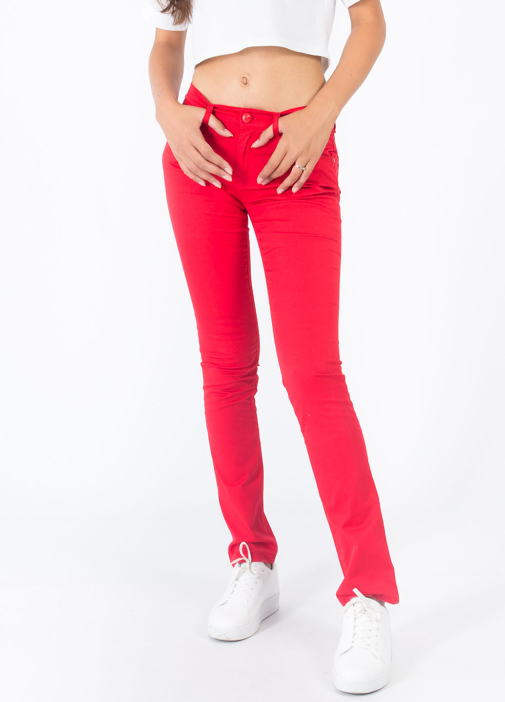 Красные джинсовые демисезонные прямые брюки Love Moschino