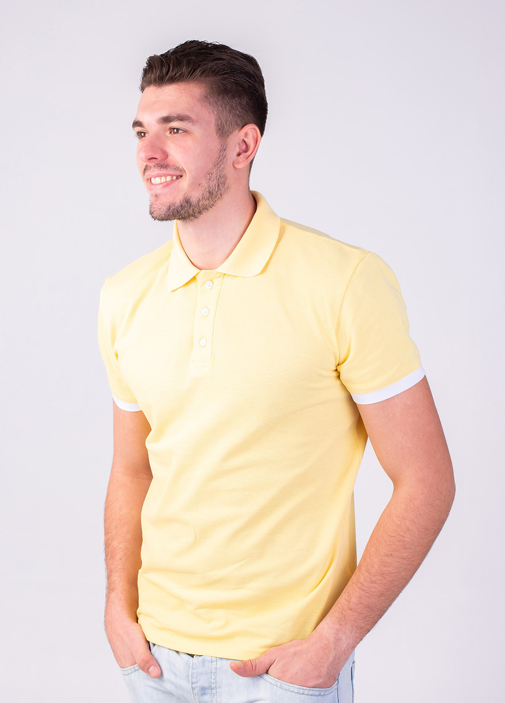 Желтая футболка-футболка поло мужская для мужчин TvoePolo однотонная