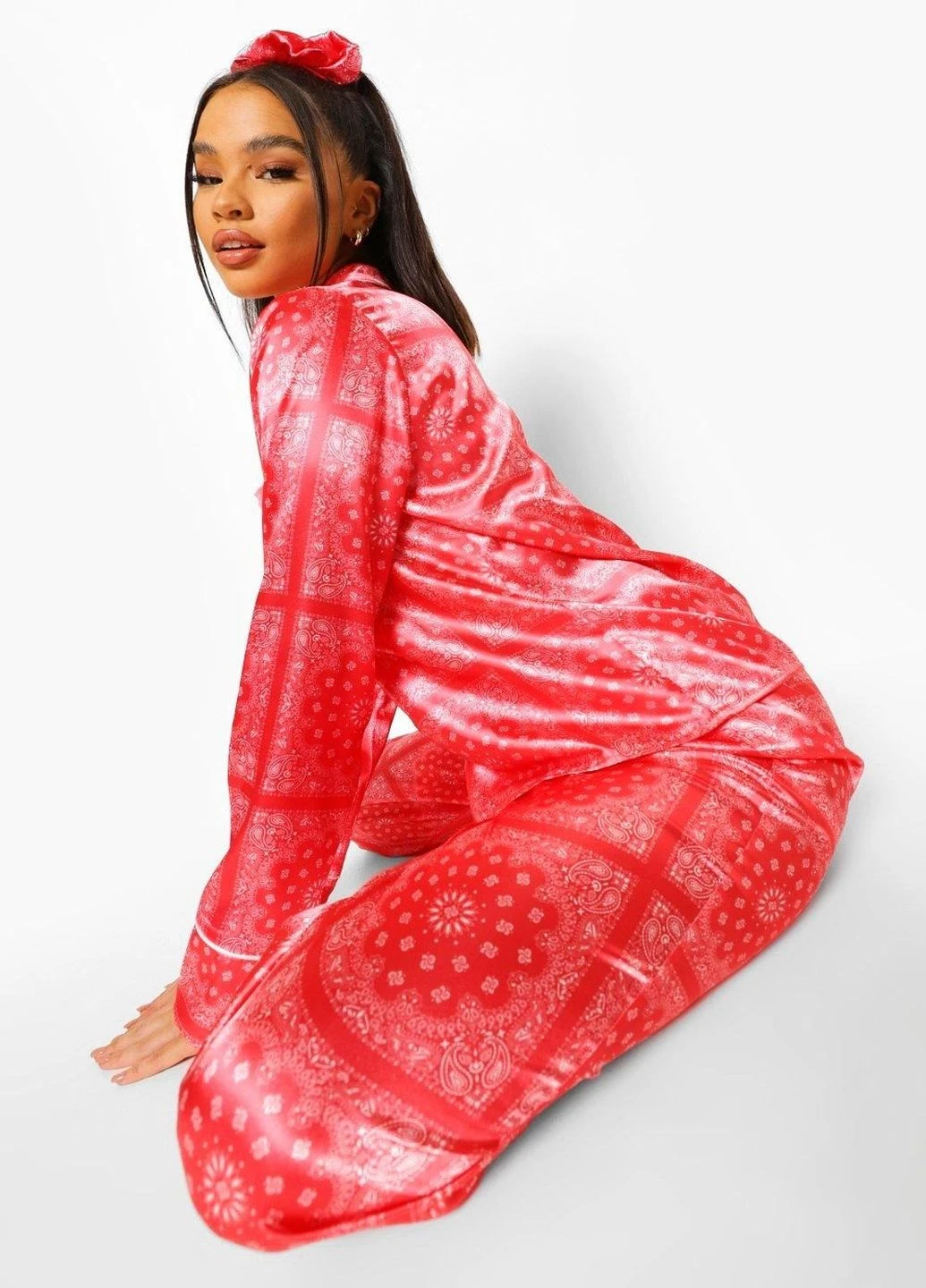 Червона всесезон піжама Boohoo