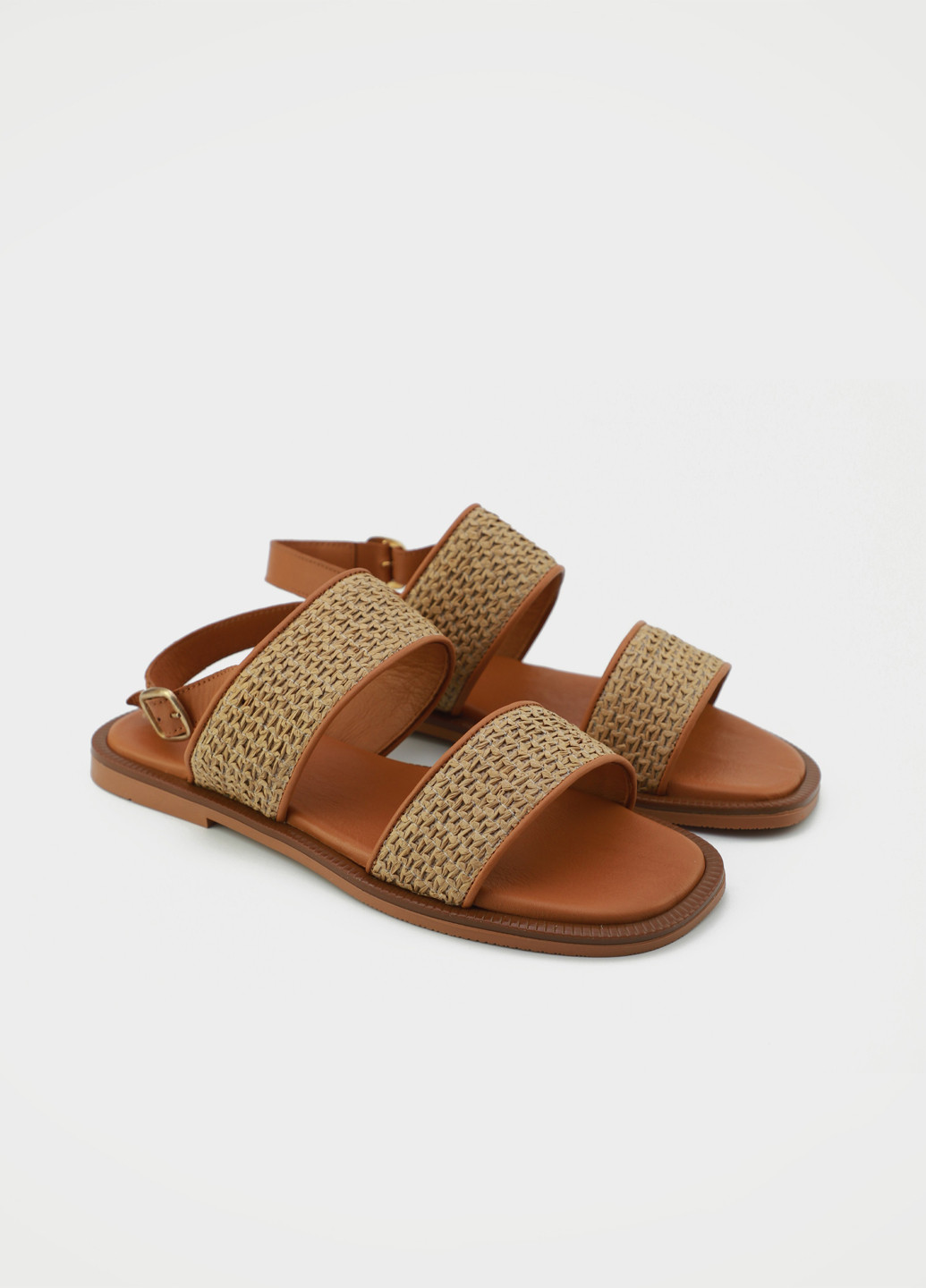 Коричневые босоножки URBAN TRACE с ремешком на плетеной подошве