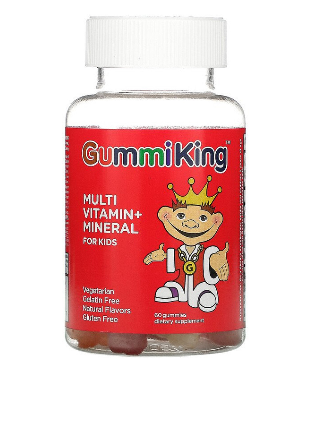 Мультивитамины и минералы для детей, вкус винограда, лимона, апельсина, клубники и вишни (60 шт.) Gummi King (251206504)