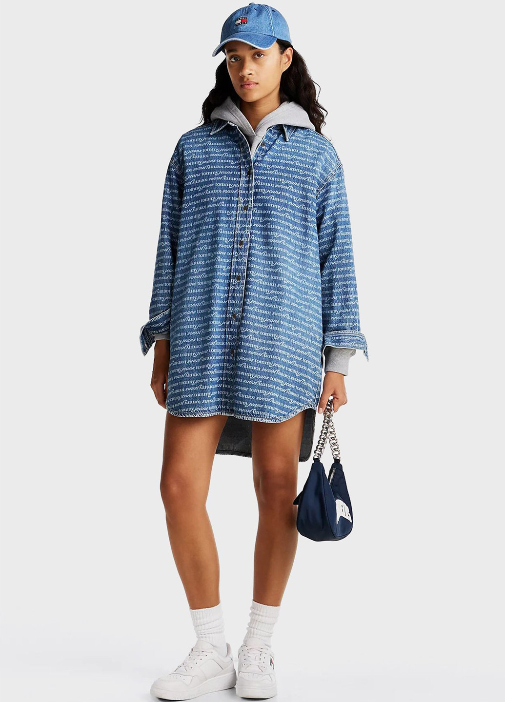 Синя джинсова сукня сукня-сорочка Tommy Jeans з логотипом