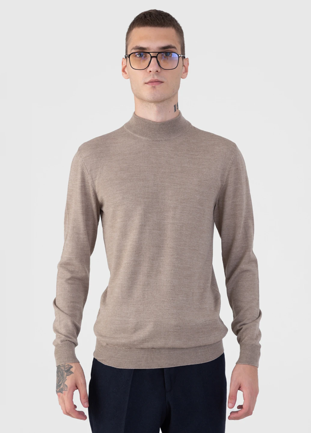 Бежевый демисезонный джемпер мужской Arber T-neck N-AVT-83