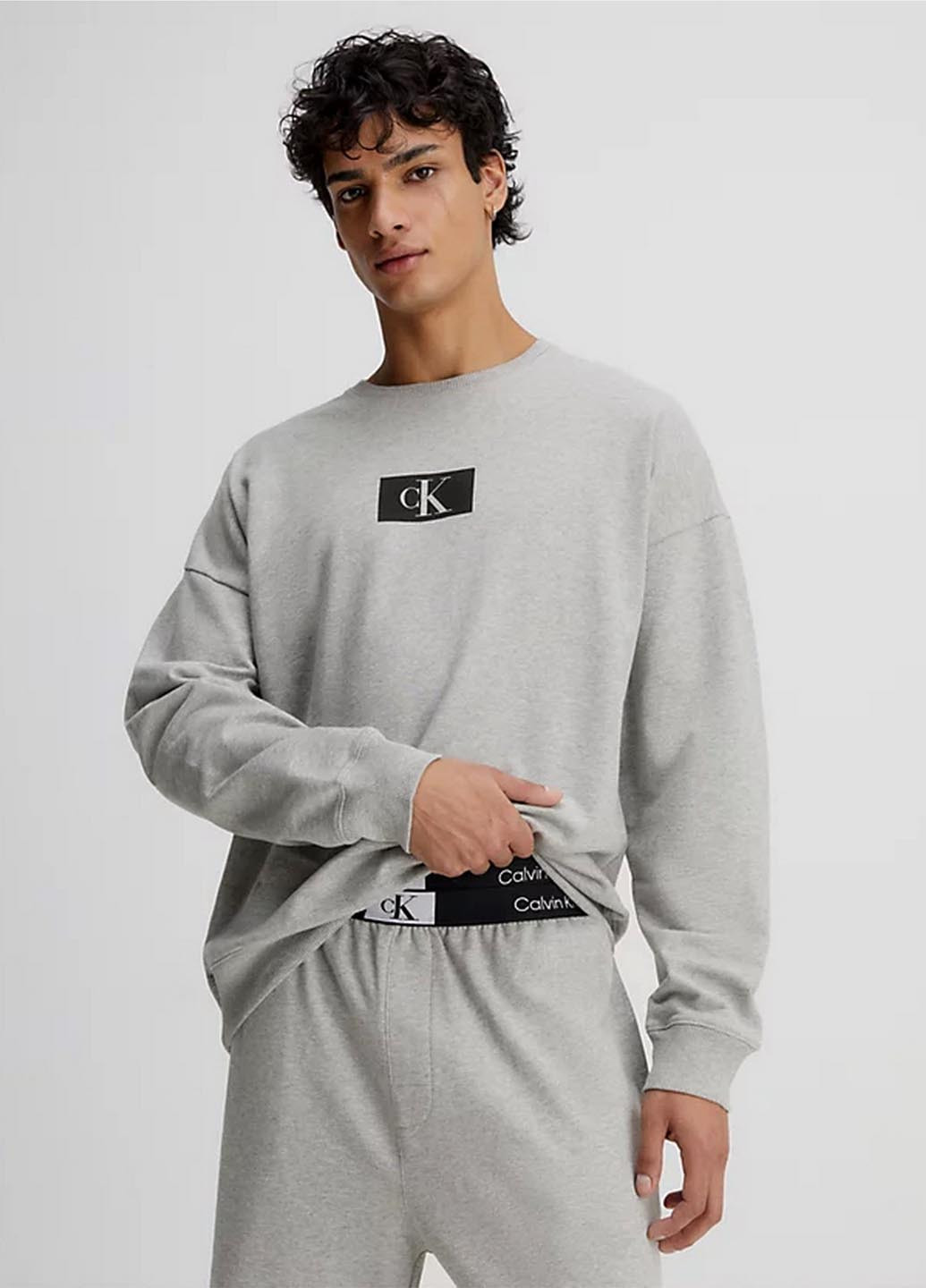 Сірий світшот Calvin Klein Underwear меланж без декору (328720139)