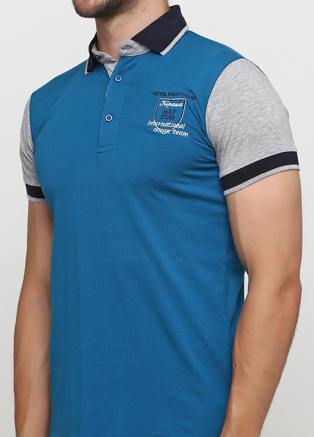 Голубой футболка-поло для мужчин Golf однотонная