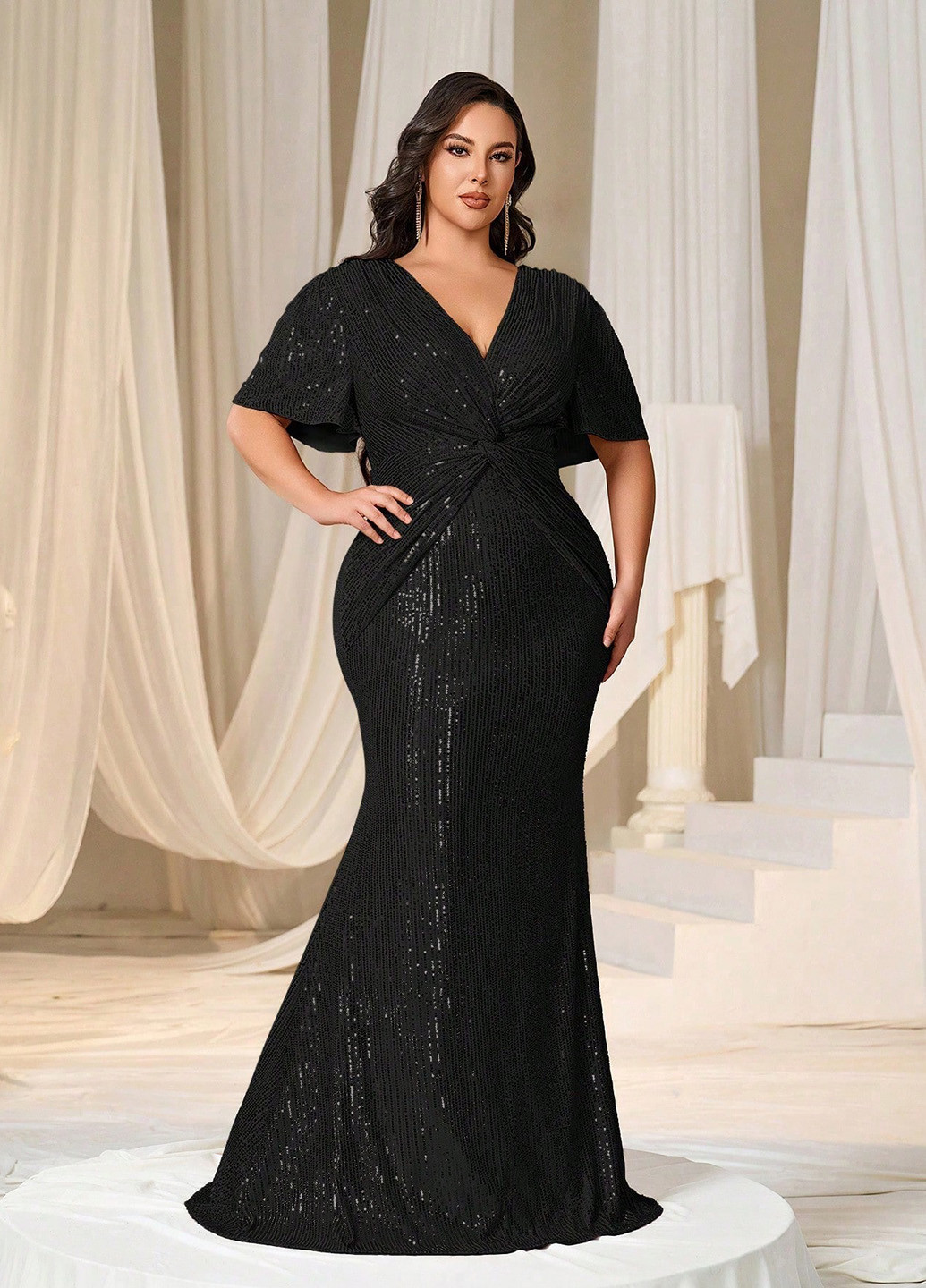 Чорна вечірня сукня SHEIN однотонна