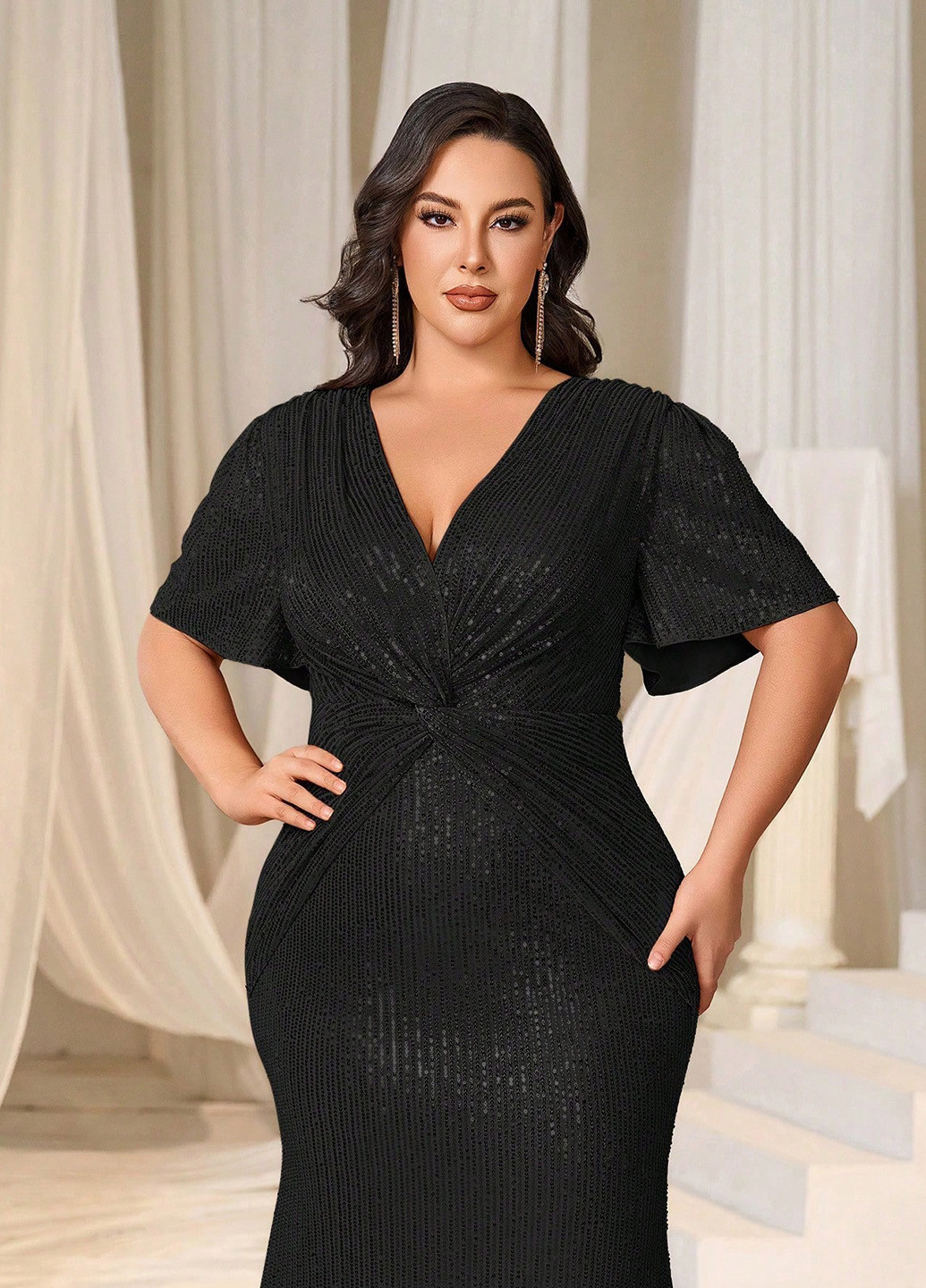 Чорна вечірня сукня SHEIN однотонна