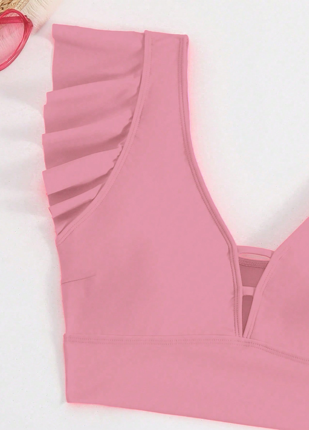 Розовый летний купальник (лиф, трусики) топ, раздельный, танкини SHEIN