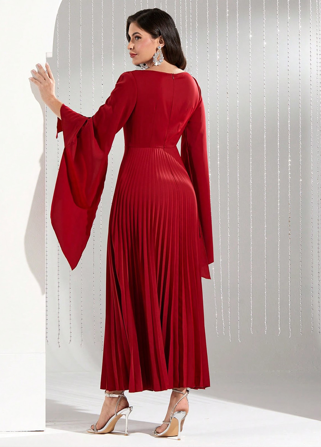 Червона вечірня, святковий сукня SHEIN однотонна