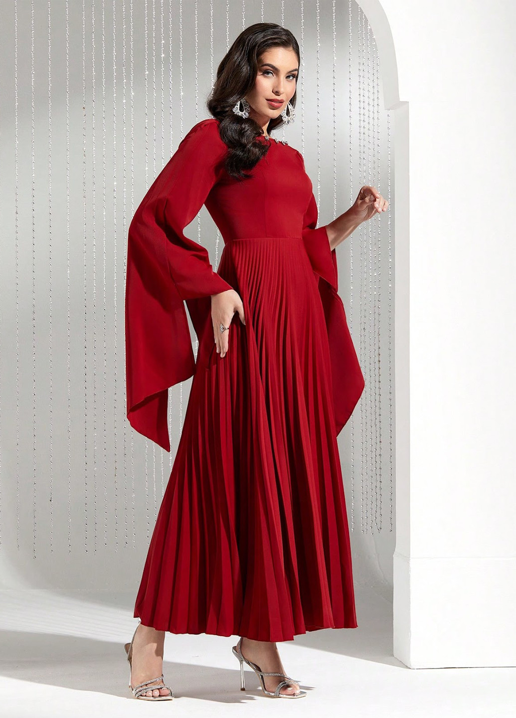 Червона вечірня, святковий сукня SHEIN однотонна