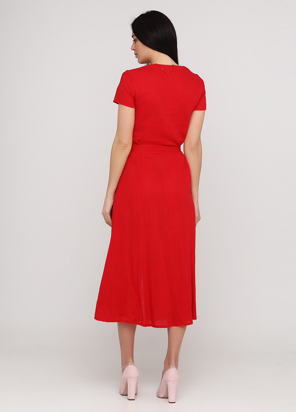 Красное кэжуал платье клеш Ruta-S однотонное