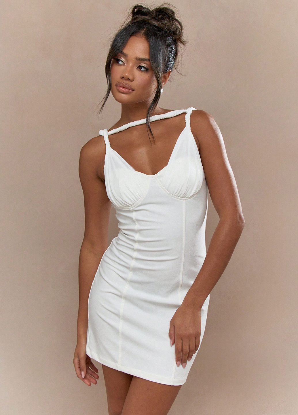 Белое кэжуал платье футляр SHEIN однотонное