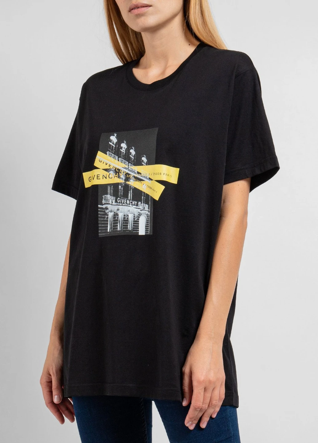 Черная футболка oversize с принтом Givenchy - (250429458)