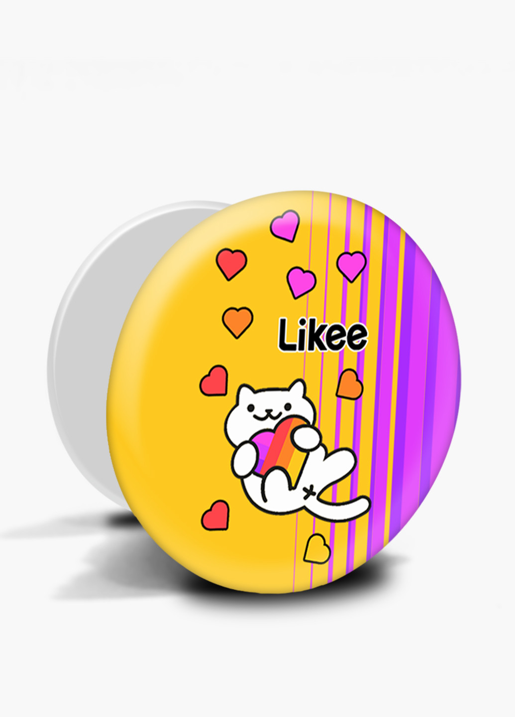 Попсокет (Popsockets) тримач для смартфону Лайк Котик (Likee Cat) (8754-1039) Чорний MobiPrint (216748255)