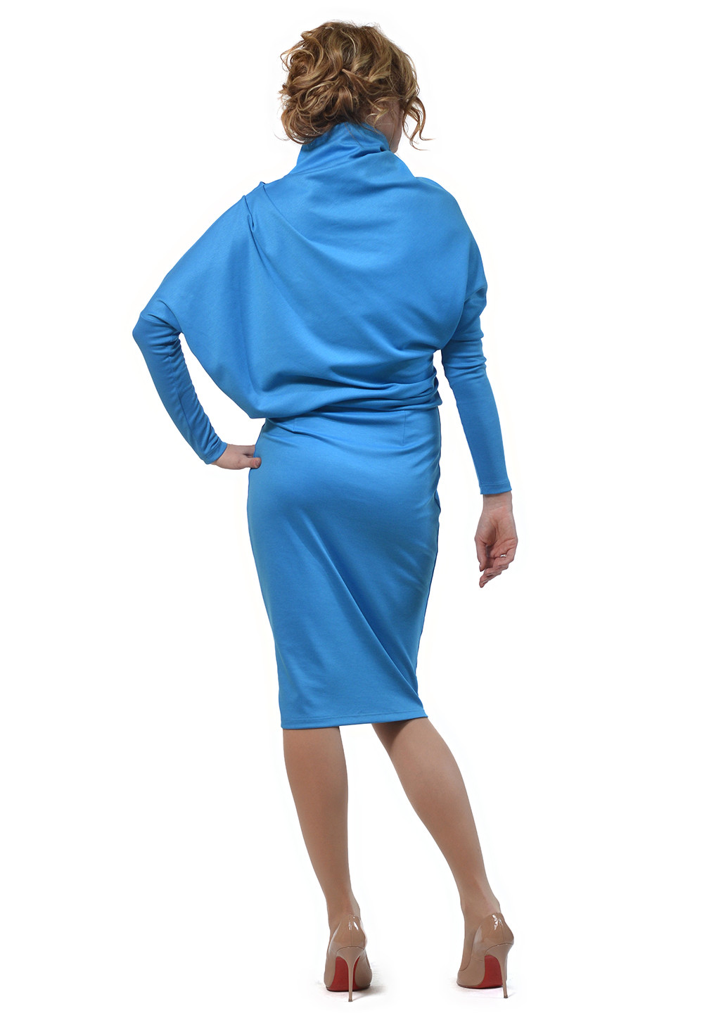 Голубое кэжуал платье Lemon однотонное