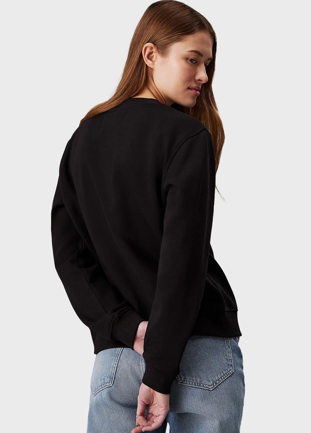 Черный свитшот Calvin Klein Jeans однотонный вышивка (347246598)