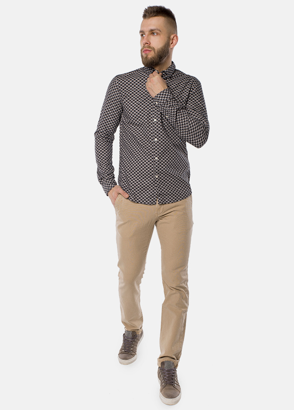 Цветная кэжуал рубашка с геометрическим узором Tom Tailor с длинным рукавом