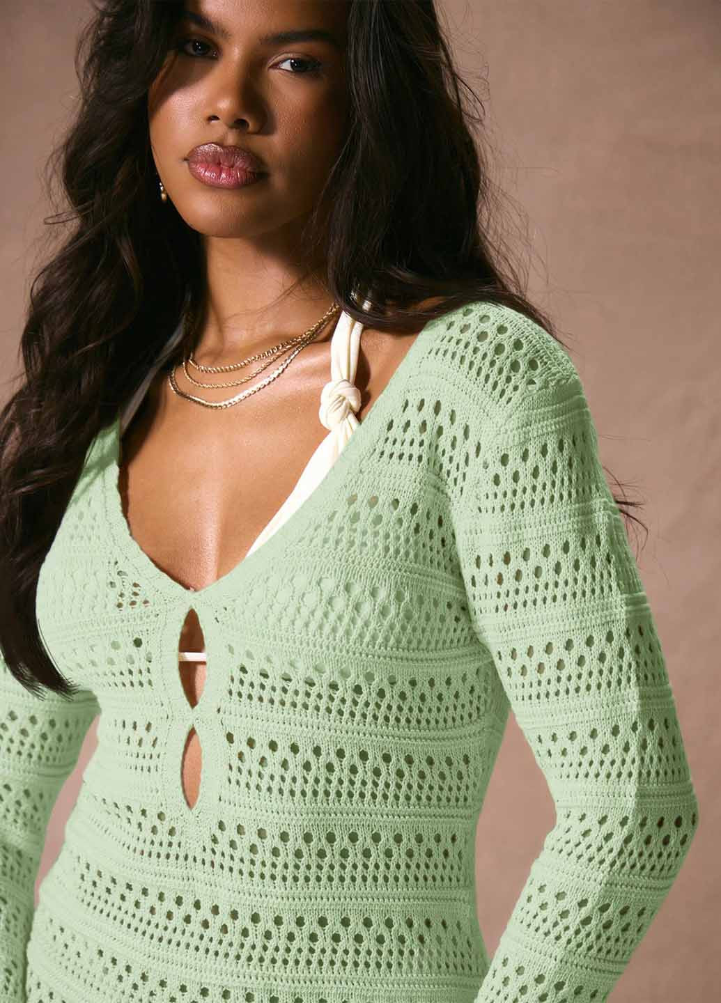 Мятное пляжное платье силуэтная SHEIN однотонное